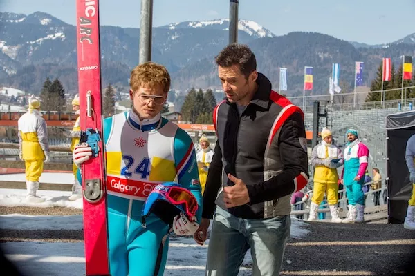 Taron Egerton and Hugh Jackman in Eddie the Eagle (Photo: Fox)