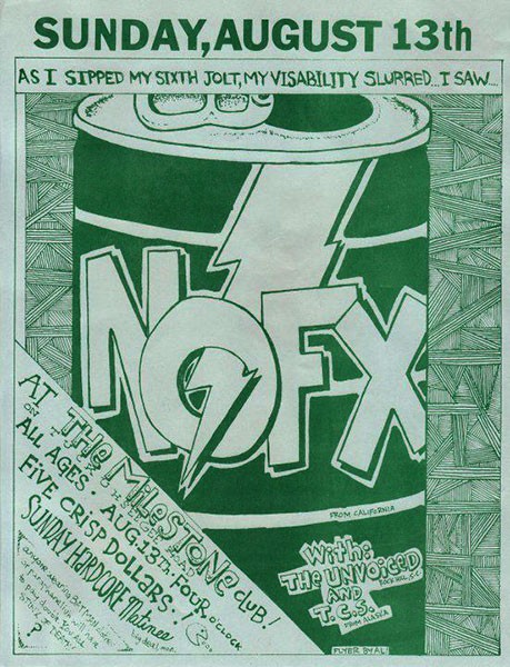 A poster from a NOFX show held on August 13, 1989. (Photo credit: Punks on Paper NC Music Flier Archive)