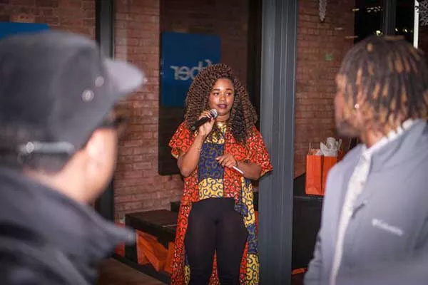 Dorsey speaks at the first #BLKTECHCLT event in December.