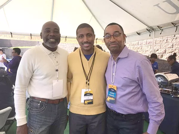 Justin Harlow (center) with mentors and one-time District 2 representatives Al Austin (left) and James "Smuggie" Mitchell.