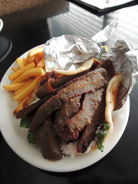 The Mad Greek's most well-known dish, the gyro.