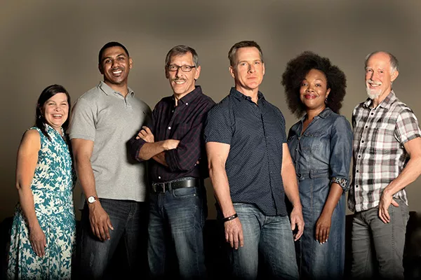 'The Christians' cast: Chandler McIntyre (from left), Jonavan Adams, Umberger, Brian Robinson, April C. Turner, Graham Smith (Photo: Donna Bise)