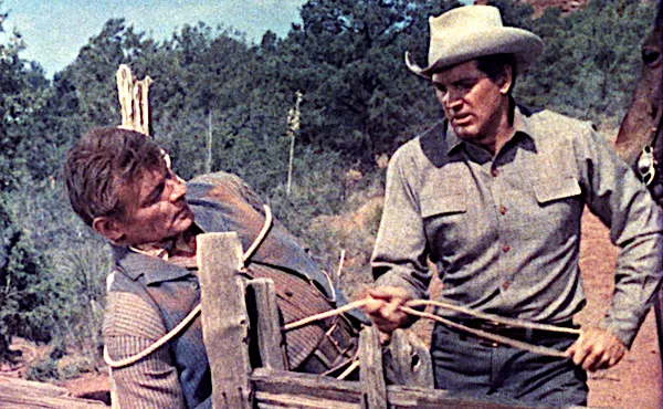 Leo Gordon and Rock Hudson in Gun Fury (Photo: Twilight Time)