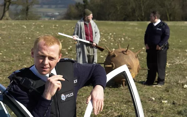 Simon Pegg in Hot Fuzz (Photo: Universal)
