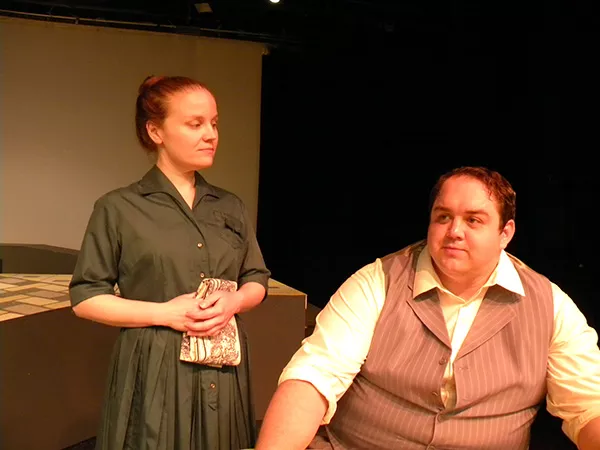 Caryn Crye (left) plays Elizabeth Proctor and Josh Logsdon plays John Proctor in CCCP’s The Crucible. (Photo by Tom Hollis)