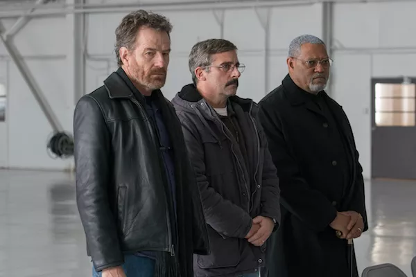 Bryan Cranston, Steve Carell and Laurence Fishburne in Last Flag Flying (Photo: Lionsgate & Amazon Studios)