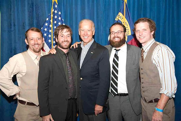 Vice President Joe Biden flanked by New Familiars Daniel Flynn (from left), Pat Maholland, Josh Daniel and Fedor. - (Photo courtesy of Biden Press Staff)