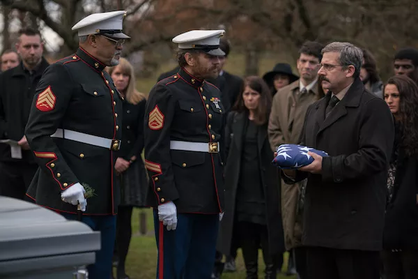 Laurence Fishburne, Bryan Cranston and Steve Carell in Last Flag Flying (Photo: Lionsgate)
