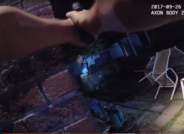 A still from the body cam footage of CMPD officer Joseph Bauer.