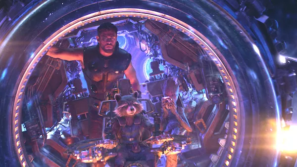 Thor (Chris Hemsworth), Rocket (Bradley Cooper) and Groot (Vin Diesel) in Avengers: Infinity War (Photo: Disney & Marvel)