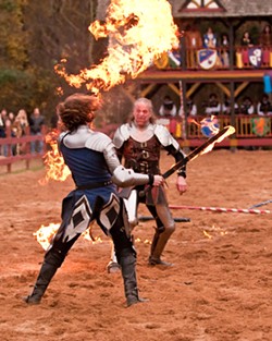 The spooky knights wield jousting lances and flaming swords! - Uploaded by Carolina Renaissance
