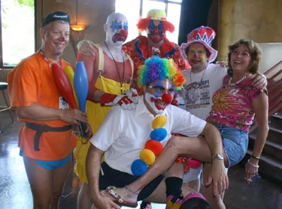 WHAT GOES UP, MUST COME CLOWN: The Charlotte Hash House Harriers staged a Face Downtown Clown Pub Crawl this past Saturday. The pub-crawling clowns met at SouthEnd Brewery and made their way around the SouthEnd district. Clockwise, starting at left: Juggle This, Lobster X, Psycho Clown, Willie Woodentool, SYCT, Lost Country - KATIE WILLIAMS