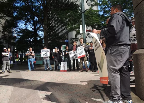 Winston-Salem activist Tony Ndedge addresses the crowd.