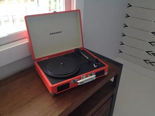 A vinyl lending library is a guest perk A vinyl lending library is a guest perk