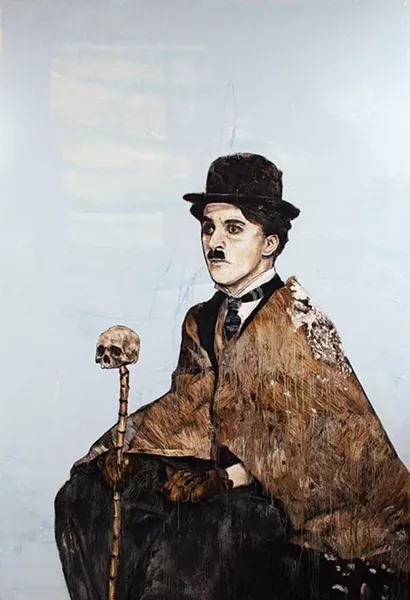 Charlie Chaplin (from the “Great Americans” series), Abshalom Jac Lahav, Oil on Canvas, 72” x 48”, 2013.
