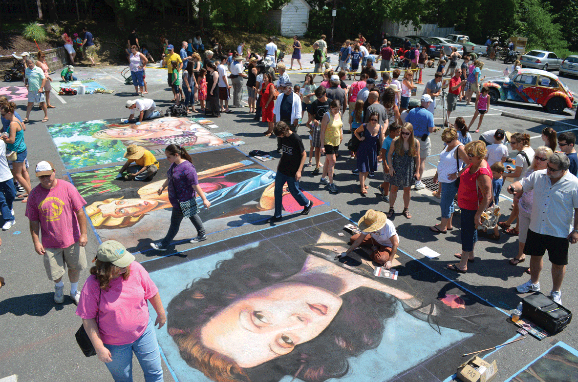 Crowds gathered at the New Paltz Chalk Art Festival at Water Street Market on July 21. Photo: Alex Lipstein.