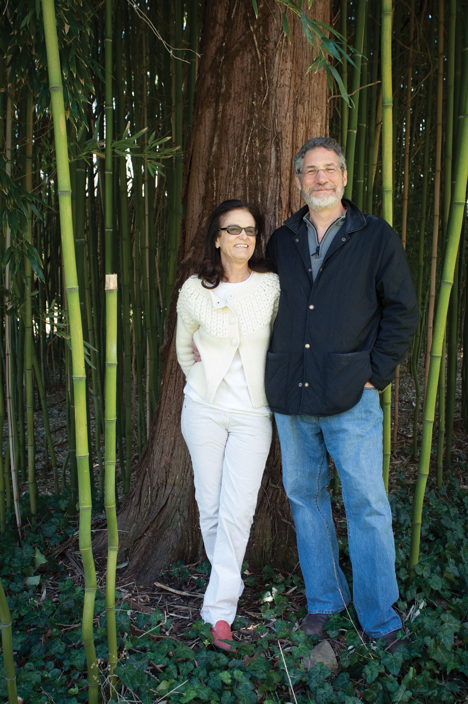 Diana and Jonathan Rose in the bamboo grove behind the main building at the Garrison Institute. - ROB PENNER