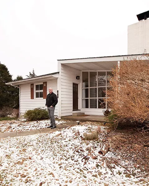 Ed Bergstraesser outside his updated ranch in Rhinebeck. - DEBORAH DEGRAFFENREID