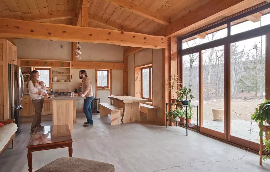 Environmentally friendly white pine was used throughout the house. The railing was fabricated by a local craftsman. - DEBORAH DEGRAFFENREID