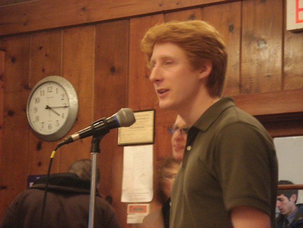 John Armstrong from Frack Action speaks at the Rochester Defense Against Fracking Forum in Marbletown on March 4.