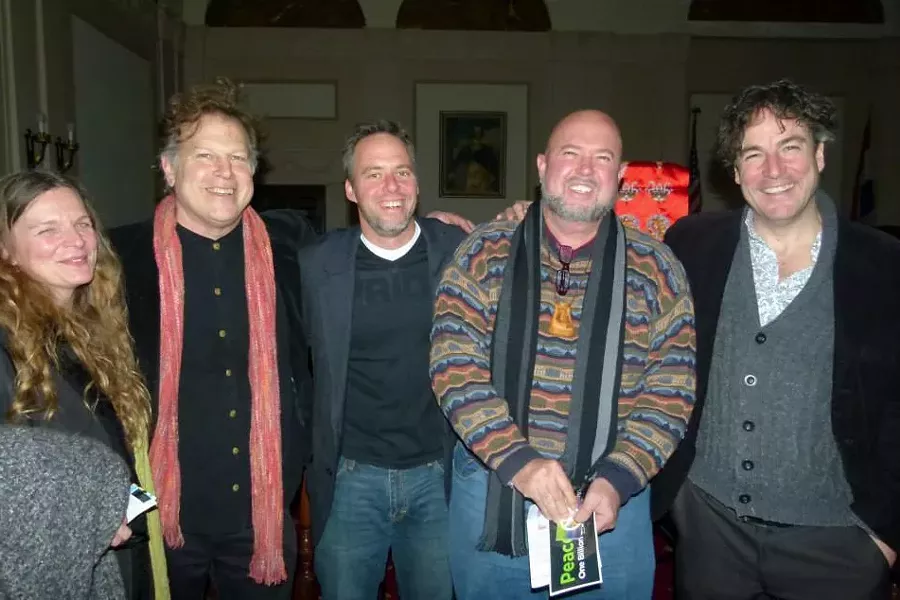 Julie Hedrick, Peter Wetzler, Brian K. Mahoney, Scotty Bruer, and Kerry Henderson after the conert for healing by Yungchen Lhamo at Kingston City Hall on December 7.
