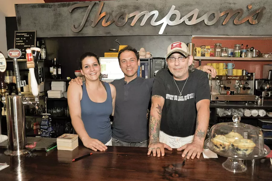 Liz Cook, Jude Roberts, Jeff McCoy at Market Market in Rosendale. - DAVID MORRIS CUNNINGHAM