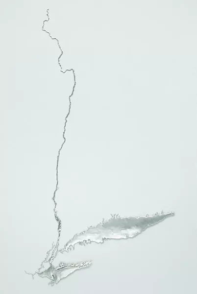Maya Lin, Silver River-Hudson, recycled silver, 2011, - KERRY RYAN MCFATE/COURTESY PACE GALLERY
