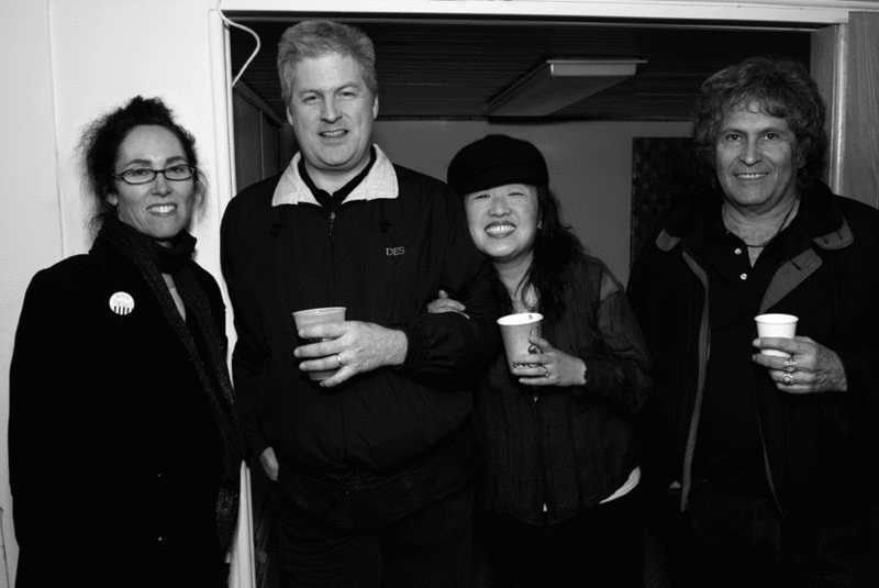 Roni Shaprio, Art on Wall owner Brad Will, Pin Xu Will, and Andy Glick. Photo by Jennifer May.