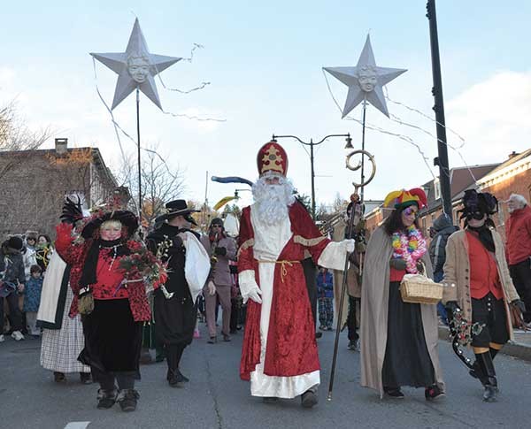 Sinterklaas leading the annual holiday parade in Rhinebeck on December 1. - NANCY DONSKOJ