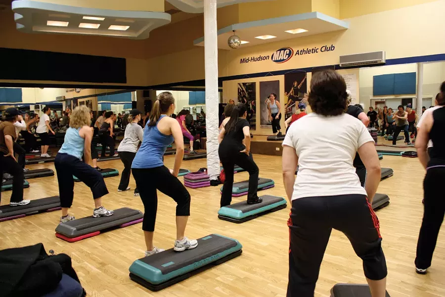 Step class at Mac Fitness in Kingston. Mac Fitness offers group exercise classes at its route 9W location in Kingston.