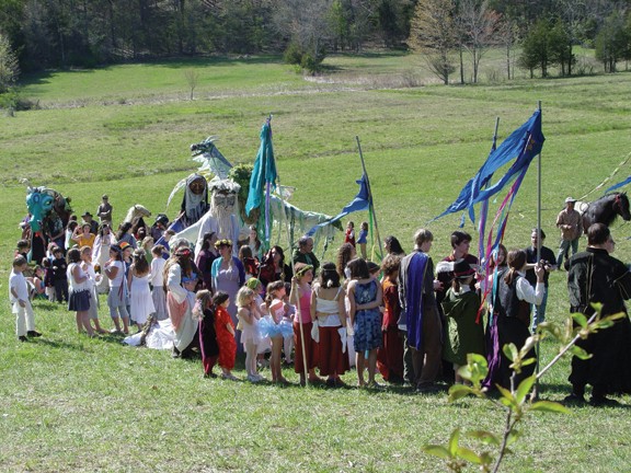 The forming of the Beltane parade on the grounds of the Center for Symbolic Studies in Rosendale. Beltane is celebrated every year on May 1. Photo by Linda Law.