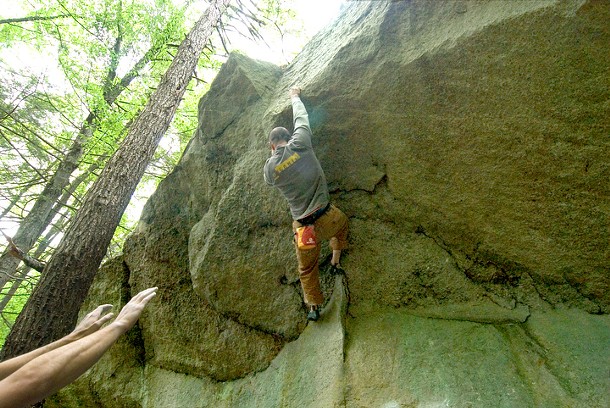 The Gunks Climbers' Coalition at the new Rosendale Waterworks bouldering site, which is not yet open to the public. Â© 2010 France Menk.