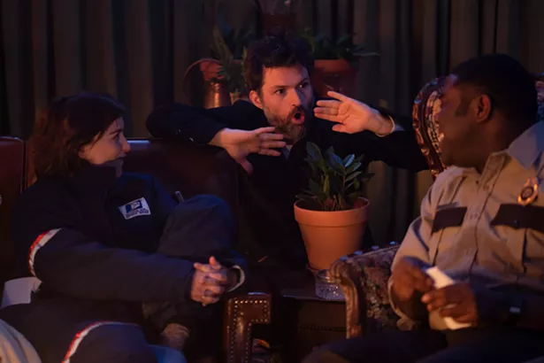 Left to right: MILANA VAYNTRUB (actress, who plays "Cecily" in the movie; credits include "THIS IS US" on NBC); SAM RICHARDSON (actor, plays "Ranger Finn Wheeler"; credits include HBO's "VEEP" and Comedy Central's "DETROITERS" - SABRINA LANTOS