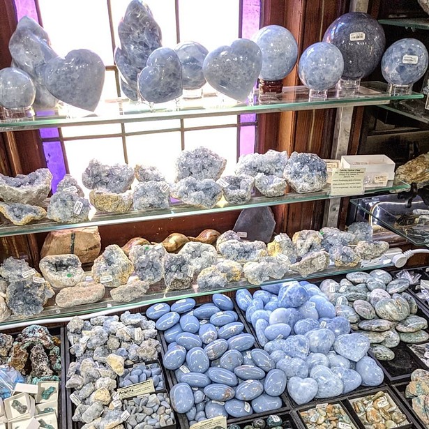 A display of blue calcite minerals - ALL IMAGES COURTESY CRYSTAL CONNECTION