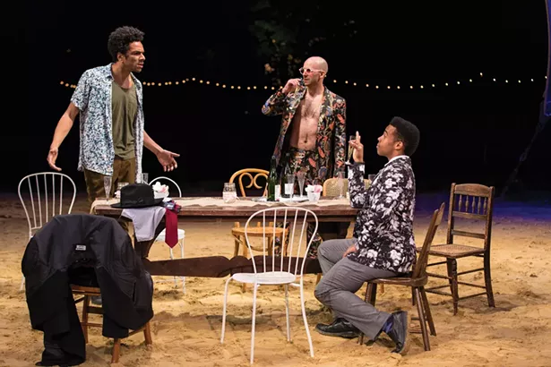 Biko Eisen-Martin, Mark Bedard, and Ralph Adriel - Johnson in Hudson Valley Shakespeare Festival’s 2018 - production of "The Taming Of The Shrew" - PHOTO BY T. CHARLES ERICKSON