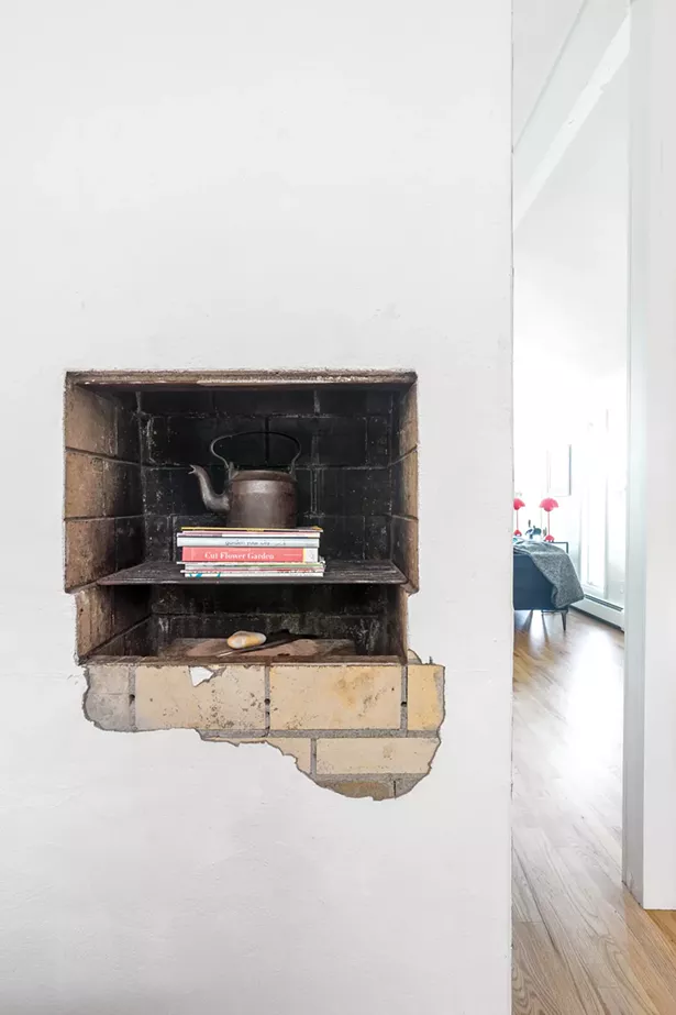 The couple preserved a cut-out at the backside of the fireplace facing the kitchen. In their home, and now also with the front window of their newly opened Rhinebeck office/co-working space, the Beck, they love to create “beautiful vignettes.” “We hope to find ways to creatively display the work of local artisans and makers,” says Schultz. “The Beck is our love letter to the Hudson Valley,” adds Smyle. “ A thank you for the boundless talent and beauty it has to offer.” - PHOTO BY WINONA BARTON-BALLENTINE