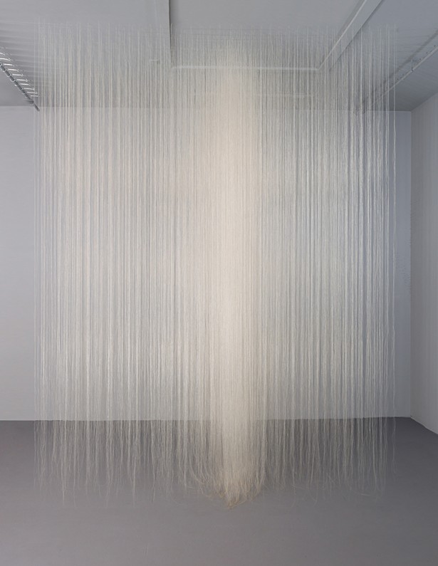 Luminous Room, horse hair, thread, ceiling mounted cables - PHOTO BY MICHAEL BAILEY