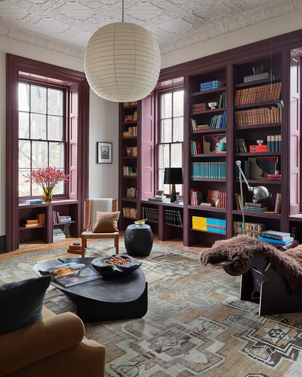 A twist on the classic dark, masculine library with tasteful pops of pink and plum from Patrick Ryan of Patrick Ryan's Office. The book selection was curated by Jessica DuPont of Half Moon Books. - ARIEL CAMILO PHOTOGRAPHY CO