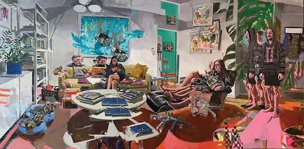 Visiting, oil on canvas, 36" x 72", 2020