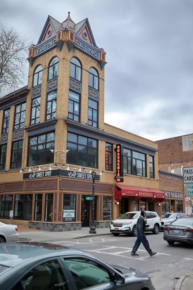 The Elting Building, on Main Street, houses Brasserie 292, owned by Charles Fells, who’s frustrated by the way the narrative around COVID’s spread has focused so much on restaurants. “It seems like we’ve pigeonholed restaurants as the source of COVID, and that’s really sad,” says Fells. - PHOTO BY DAVID MCINTYRE