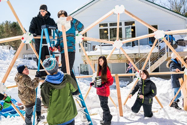Students apply green architectural concepts by building a geodesic dome on campus. - PHOTO BY RANDY HARRIS