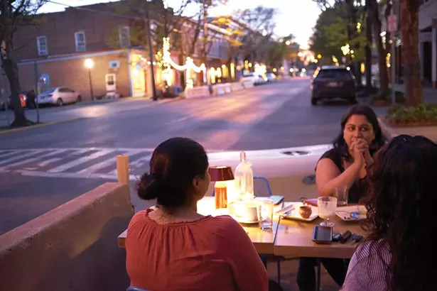 Outdoor dining at Cinnamon Indian restaurant - DAVID MCINTYRE