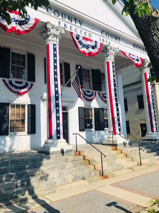 The Putnam County Courthouse decorated in red, white, and blue for Memorial Day - ALL IMAGES COURTESY OF PUTNAM COUNTY TOURISM