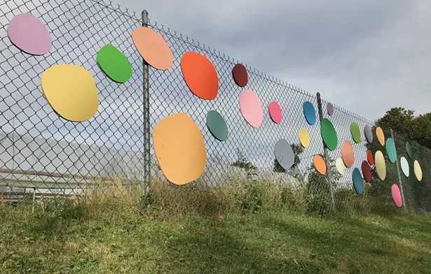 Colorgarden, Erica Hauser's installation for Terrain Biennial Newburgh 2019 at Newburgh Urban Farm and Food Initiative, 207 Carpenter Street.