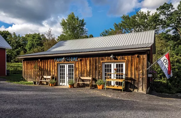 Voglino and Zimmerman converted a wooden outbuilding into a farm store and cheese room. “We have lamb, we have eggs, we have cheese, we have tomato sauce from our garden, and we have a baker who makes pies,” says Zimmerman. “Also, Alessandro makes a very good cheesecake.” - WINONA BARTON-BALLENTINE