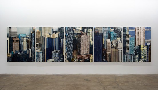 Amy Park, "1200' #1-5", Installation View, 2014, watercolor on paper, 60" x 240"