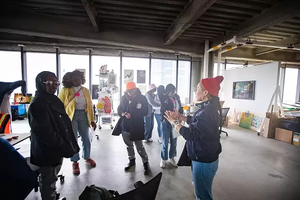 Poughkeepsie teens on a trip to visit artist duo BoogieRez's studio in New York City - IMAGES COURTESY OF THE ART EFFECT