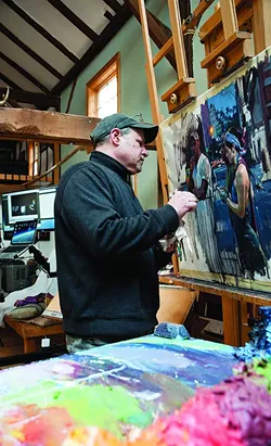 Garin Baker painting in his studio - DEBORAH DEGRAFFENREID