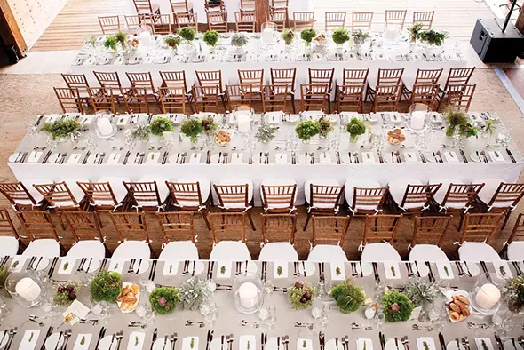 The dinner setting from a wedding at Grasmere Farm in Rhinebeck planned by Lydia Bailey for Charmed Places. - RANDY AHART/PHOTOPINK