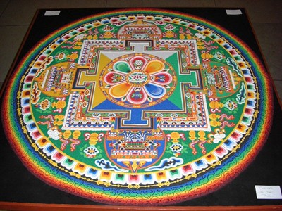 A Chenrezig Sand Mandala created and exhibited at the House of Commons, UK, on the occasion of the visit of the Dalai Lama on May 21, 2008. - PHOTO BY COLONEL WARDEN/WIKIMEDIA COMMONS UNDER CREATIVE COMMONS LICENSE.